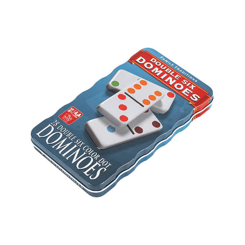 Dobbelt seks domino med blå gjenbrukbare samlere jernboks 