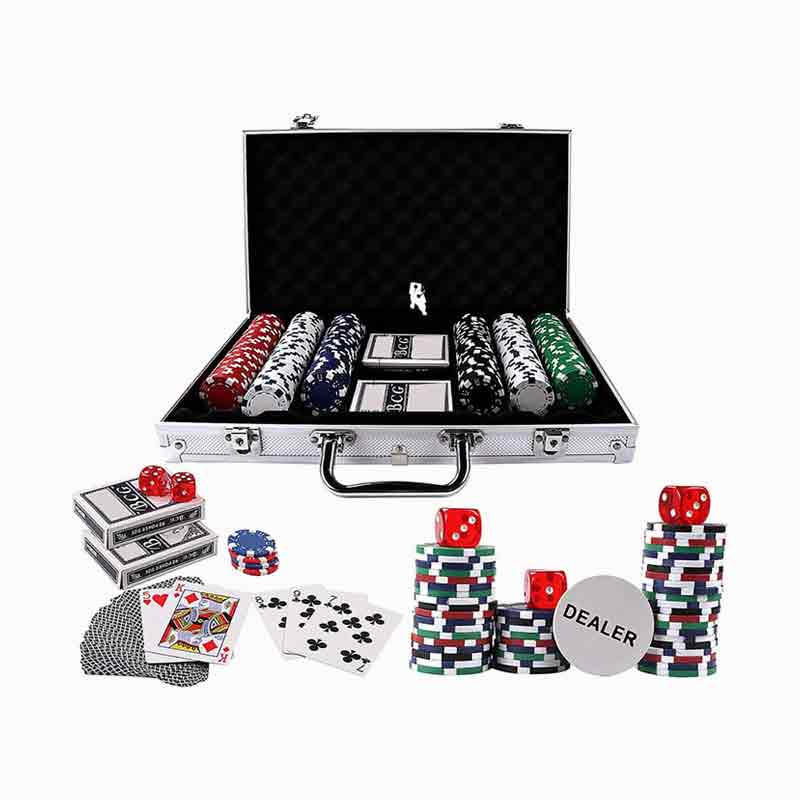 300PSC Texas Hold'em pokerchips sett i aluminiumsboks